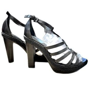 👠👜 COACH Strappy Slingback Heels Sandals | Black Leather Size 8.5‎